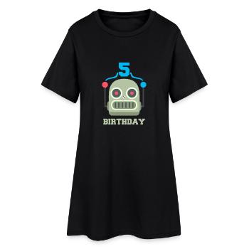 Fête d'anniversaire des enfants 5 anniversaire robot - Robe T-shirt Femme - noir - Devant