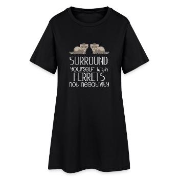 Ferret Friend - Ferret - Drôle - Cadeau - Robe T-shirt Femme - noir - Devant