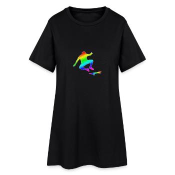 Skateboarding T-shirt Kühler Silhouette-Skate gay - Frauen T-Shirt-Kleid - Schwarz - Vorne