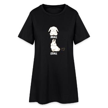 Rabbit - Bunny - Yoga - Inhale - Exhale - Women’s T-Shirt Dress - black - Front