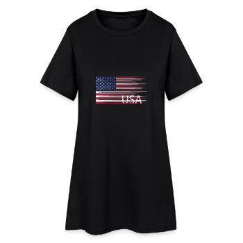 USA Flagge Amerika Freiheit Reise route 66 shirt - Frauen T-Shirt-Kleid - Schwarz - Vorne