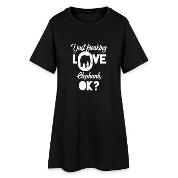 Eléphants - amoureux des éléphants - éléphant - amour - Robe T-shirt Femme - noir - Devant