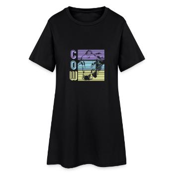 vache - Robe T-shirt Femme - noir - Devant