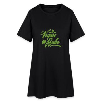 Vegan Lifestyle - "Vegan Babe" - Geschenk - Frauen T-Shirt-Kleid - Schwarz - Vorne