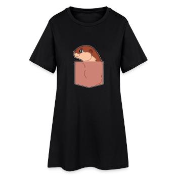 Pocketanimal Otter - Frauen T-Shirt-Kleid - Schwarz - Vorne