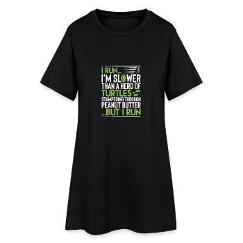 Running Slow - Frauen T-Shirt-Kleid - Schwarz - Vorne