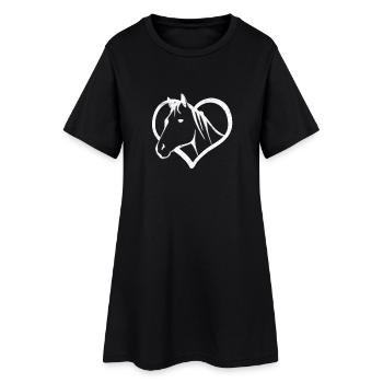 Cheval, coeur, équitation - Robe T-shirt Femme - noir - Devant