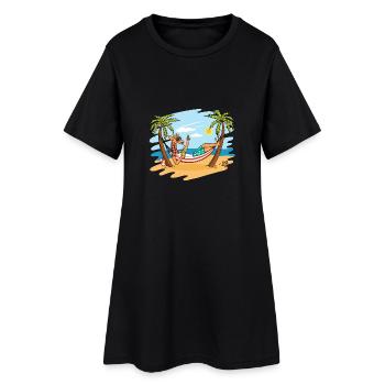 Drôle de girafe sur le cadeau de vacances d'été de plage - Robe T-shirt Femme - noir - Devant