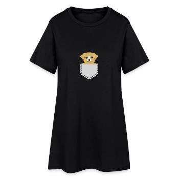 Chien doux dans un sac - Robe T-shirt Femme - noir - Devant
