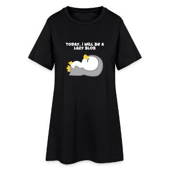 Pingouin - pingouins - motif pingouin - lazybones - Robe T-shirt Femme - noir - Devant
