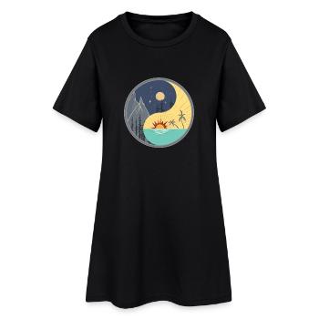 Yin Yang / jour et nuit - Robe T-shirt Femme - noir - Devant