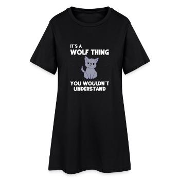 Wolf - Wölfe - Wolffan - Geschenk - Wolfmotiv - Frauen T-Shirt-Kleid - Schwarz - Vorne