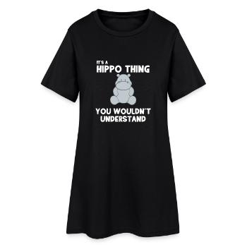 Hippo - Hippos - Hippofan - Geschenk - Frauen T-Shirt-Kleid - Schwarz - Vorne