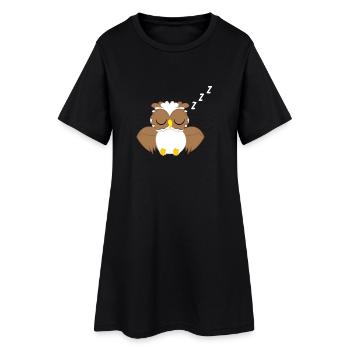 Eule - Uhu - Kauz - Eulen T-Shirt - Schlafen - Frauen T-Shirt-Kleid - Schwarz - Vorne