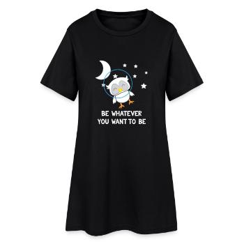 Eule - Uhu - Kauz - Eulen T-Shirt - Be Yourself - Frauen T-Shirt-Kleid - Schwarz - Vorne