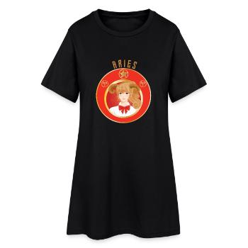 Sternzeichen - Horoskop - Widder - Geschenk - Frauen T-Shirt-Kleid - Schwarz - Vorne