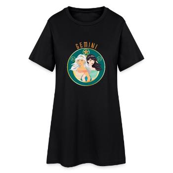 Sternzeichen - Horoskop - Zwilling - Geschenk - Frauen T-Shirt-Kleid - Schwarz - Vorne