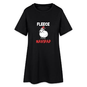 Fleece Navidad mouton doux Noël cadeau - Robe T-shirt Femme - noir - Devant