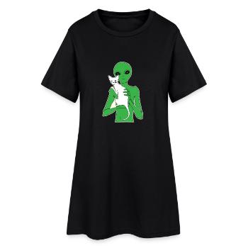 Chat et alien cool beau cadeau - Robe T-shirt Femme - noir - Devant