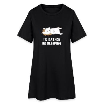 Pferd - Pferde T-Shirt - Pferdenarr - Schlafen - Frauen T-Shirt-Kleid - Schwarz - Vorne