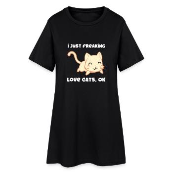 Chat - Chats T-Shirt - Chats - J'aime les chats - Robe T-shirt Femme - noir - Devant