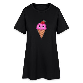 Glace fraîche à la fraise Glace drôle à la fraise - Robe T-shirt Femme - noir - Devant
