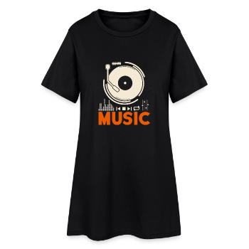 Musique Music Record Lecteur DJ cadeau - Robe T-shirt Femme - noir - Devant
