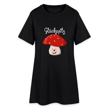 Glückspilz - Frauen T-Shirt-Kleid - Schwarz - Vorne