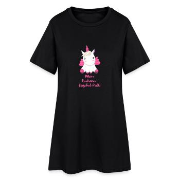 Einhorn Kuschel Pulli - Frauen T-Shirt-Kleid - Schwarz - Vorne