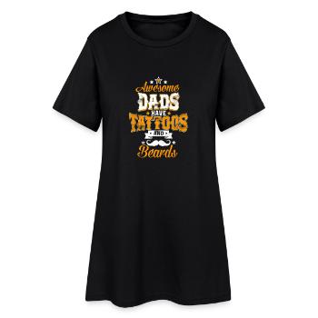 Awesome Dads have Tattoos and Beards -Vater Bart - Frauen T-Shirt-Kleid - Schwarz - Vorne