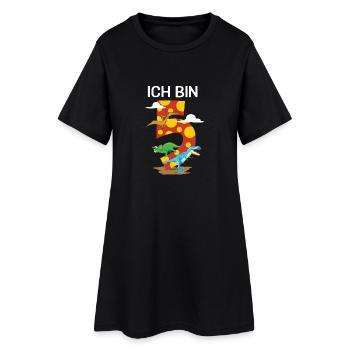 5. Kinder Geburtstags Shirt mit Dinos Dinosaurier - Frauen T-Shirt-Kleid - Schwarz - Vorne
