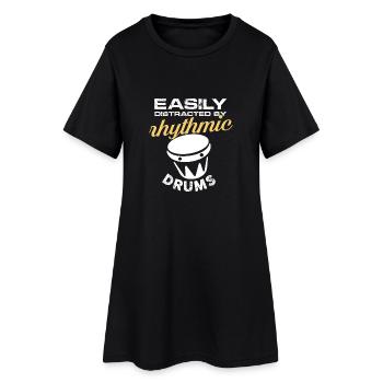 facilement distrait par la batterie rythmique Conception - Robe T-shirt Femme - noir - Devant