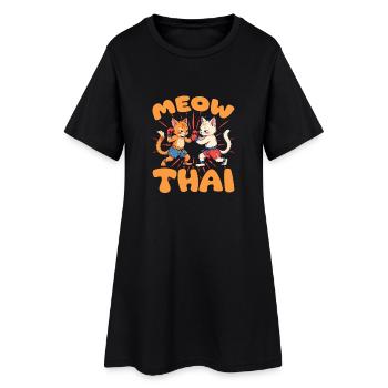 muay thai meow Design pour un muay thai - Robe T-shirt Femme - noir - Devant