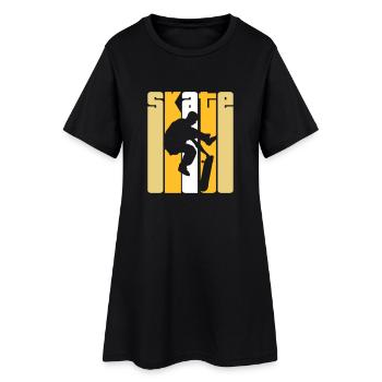 Skate Retro - Skater - Skateboard - Skateboarder - Robe T-shirt Femme - noir - Devant