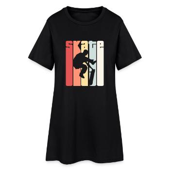 Rétro skateboard de patinage Skate Skateboard - Robe T-shirt Femme - noir - Devant