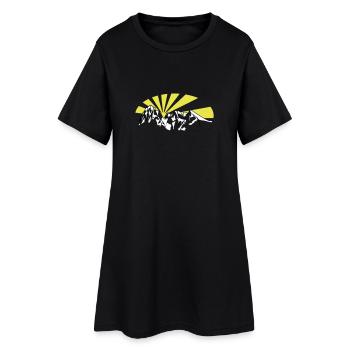 Langkofel - Saslonch - Sasso Lungo - Frauen T-Shirt-Kleid - Schwarz - Vorne