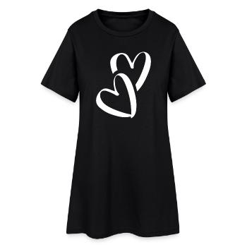 Herz Herzchen Verliebt zwei Herzen Pocket - Frauen T-Shirt-Kleid - Schwarz - Vorne