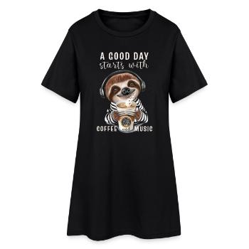 A good day starts with coffee first funny sloth - Women’s T-Shirt Dress - black - Front