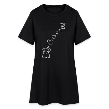 Enfant éléphant avec le cœur symbole de l’amour - Robe T-shirt Femme - noir - Devant