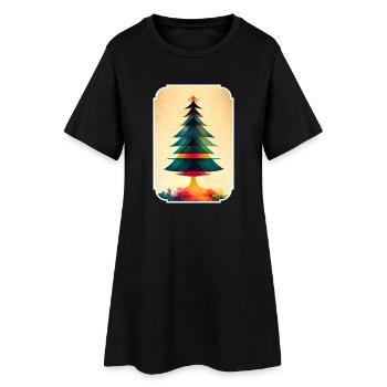Décollage de Sapin De Noël - Robe T-shirt Femme - noir - Devant