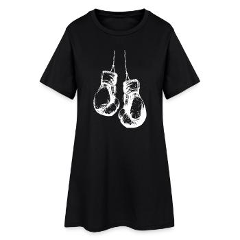 Gants de boxe suspendus en blanc - Robe T-shirt Femme - noir - Devant