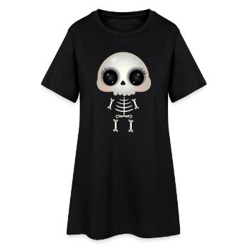 cute skull with dark eye sockets and eyelashes - Women’s T-Shirt Dress - black - Front