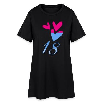 18. 18 ANS. 18e ANNIVERSAIRE. ANNIVERSAIRE 18 ANS. - Robe T-shirt Femme - noir - Devant