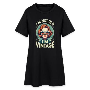 vintage Lady - Frauen T-Shirt-Kleid - Schwarz - Vorne