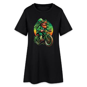 St. Patrick's Day Leprechaun Fahrraddesign - Frauen T-Shirt-Kleid - Schwarz - Vorne
