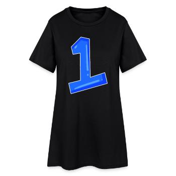 Number 1 blue - Women’s T-Shirt Dress - black - Front