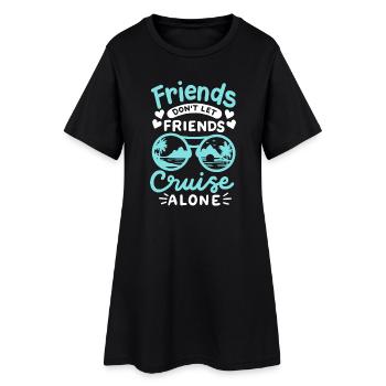 Kreuzfahrt mit Freunden - Frauen T-Shirt-Kleid - Schwarz - Vorne