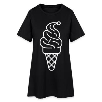 Eiswaffel Zeichnung - Frauen T-Shirt-Kleid - Schwarz - Vorne