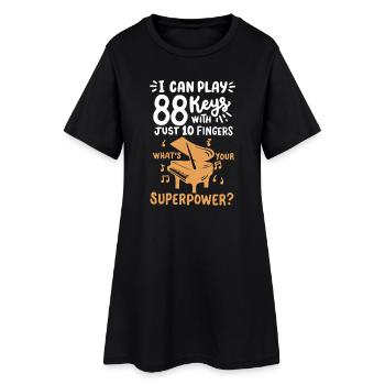 Klavierspieler Pianist - Frauen T-Shirt-Kleid - Schwarz - Vorne