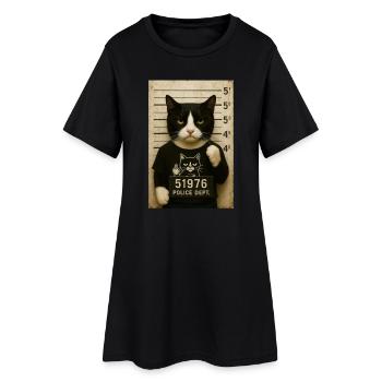 Jailcat - Frauen T-Shirt-Kleid - Schwarz - Vorne